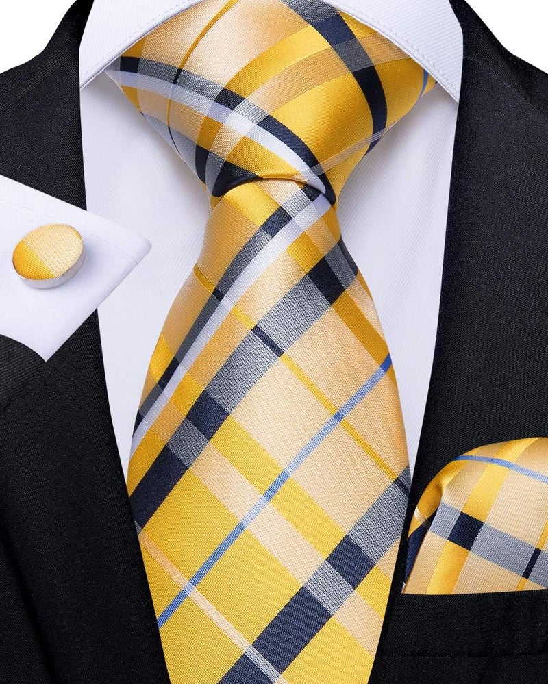 DiBanGu 2PCS Set for Father and Son Tie Silk Mens and Boys Adjustable Necktie & Pocket Square Cufflinks Kids Pre-tied Necktie - Image 2